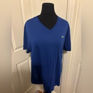 Lacoste blue v neck T-shirt.